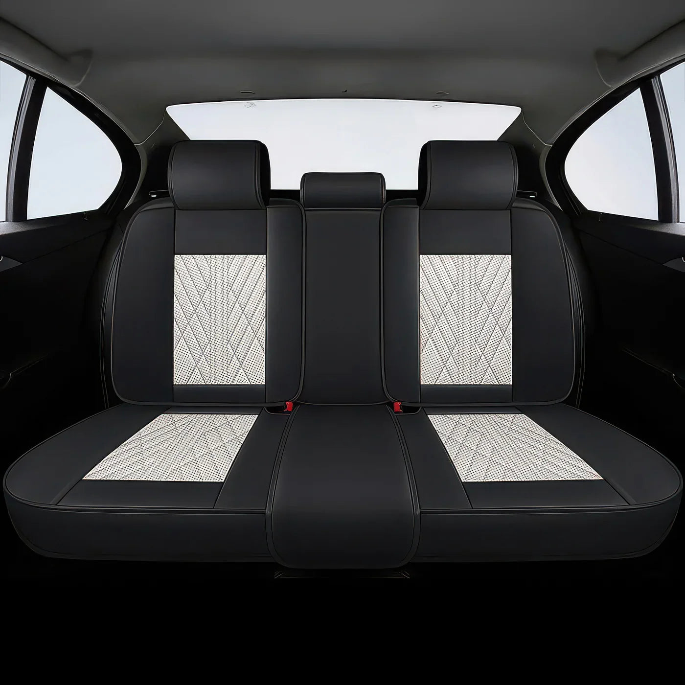 Premium Car Seat Covers - Beige & Black | Waterproof Leather Car Seat Covers