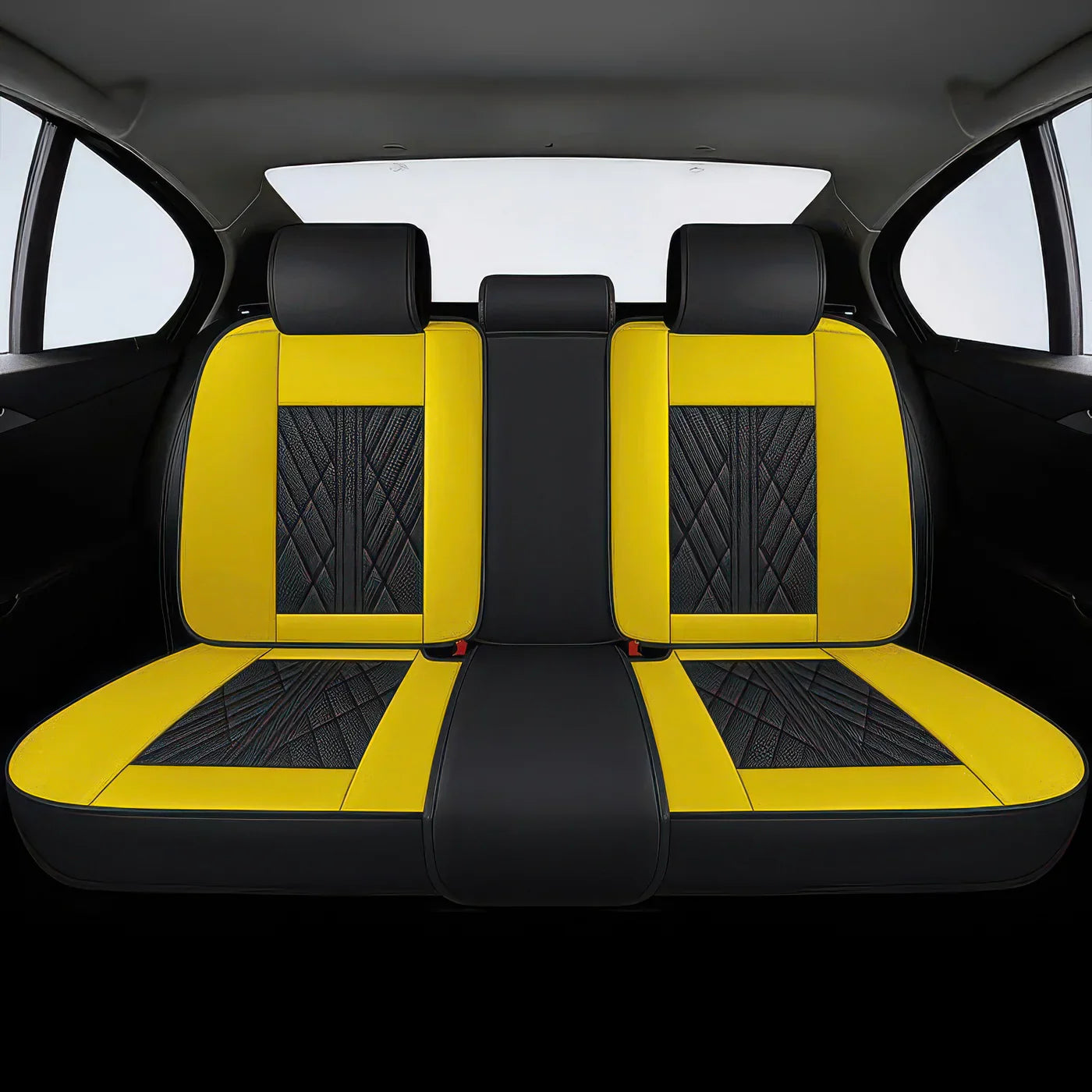 Premium Car Seat Covers - Black & Yellow | Waterproof Leather Car Seat Covers
