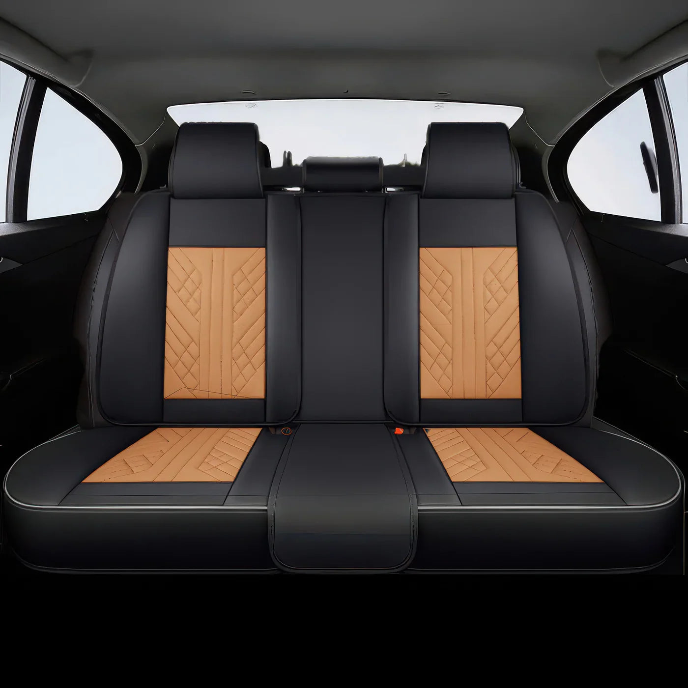 Premium Car Seat Covers - Brown & Black | Waterproof Leather Car Seat Covers