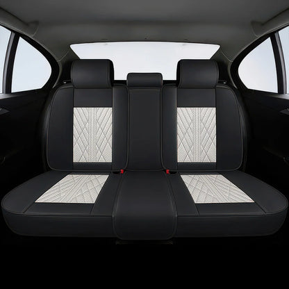 Premium Car Seat Covers - Beige & Black | Waterproof Leather Car Seat Covers