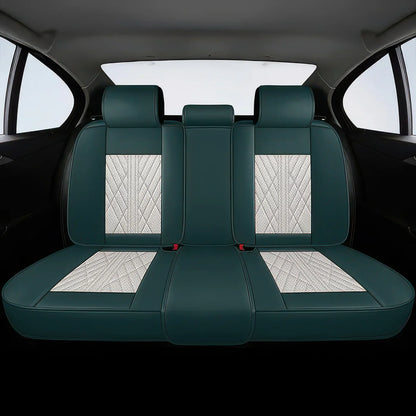Premium Car Seat Covers - Beige & Green | Waterproof Leather Car Seat Covers