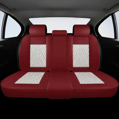 Premium Car Seat Covers - Beige & Red | Waterproof Leather Car Seat Covers
