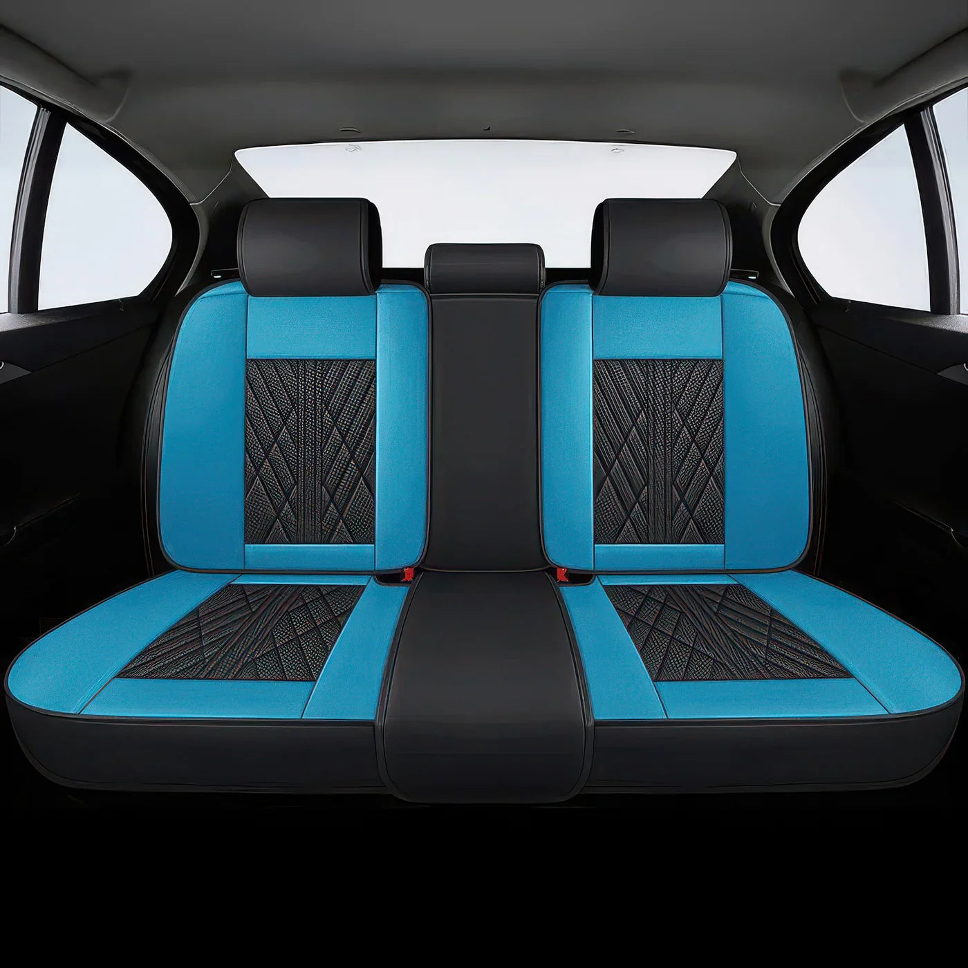 Premium Car Seat Covers - Black & Blue | Waterproof Leather Car Seat Covers