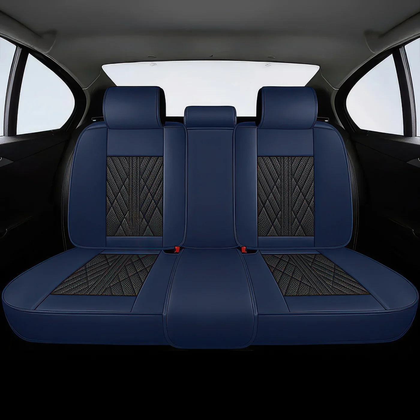 Premium Car Seat Covers - Black & Navy | Waterproof Leather Car Seat Covers