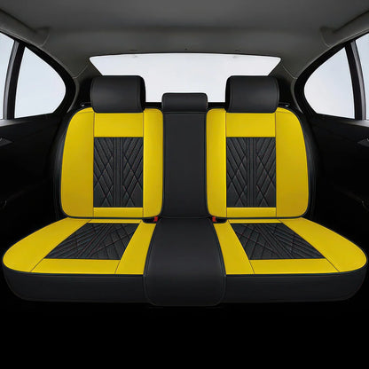 Premium Car Seat Covers - Black & Yellow | Waterproof Leather Car Seat Covers