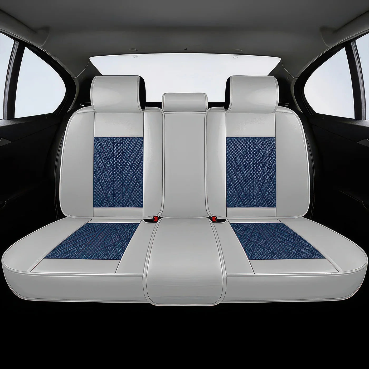 Premium Car Seat Covers - Blue & Gray | Waterproof Leather Car Seat Covers