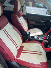 2pcs Beige & Red Prestige Car Seat Covers / Waterproof