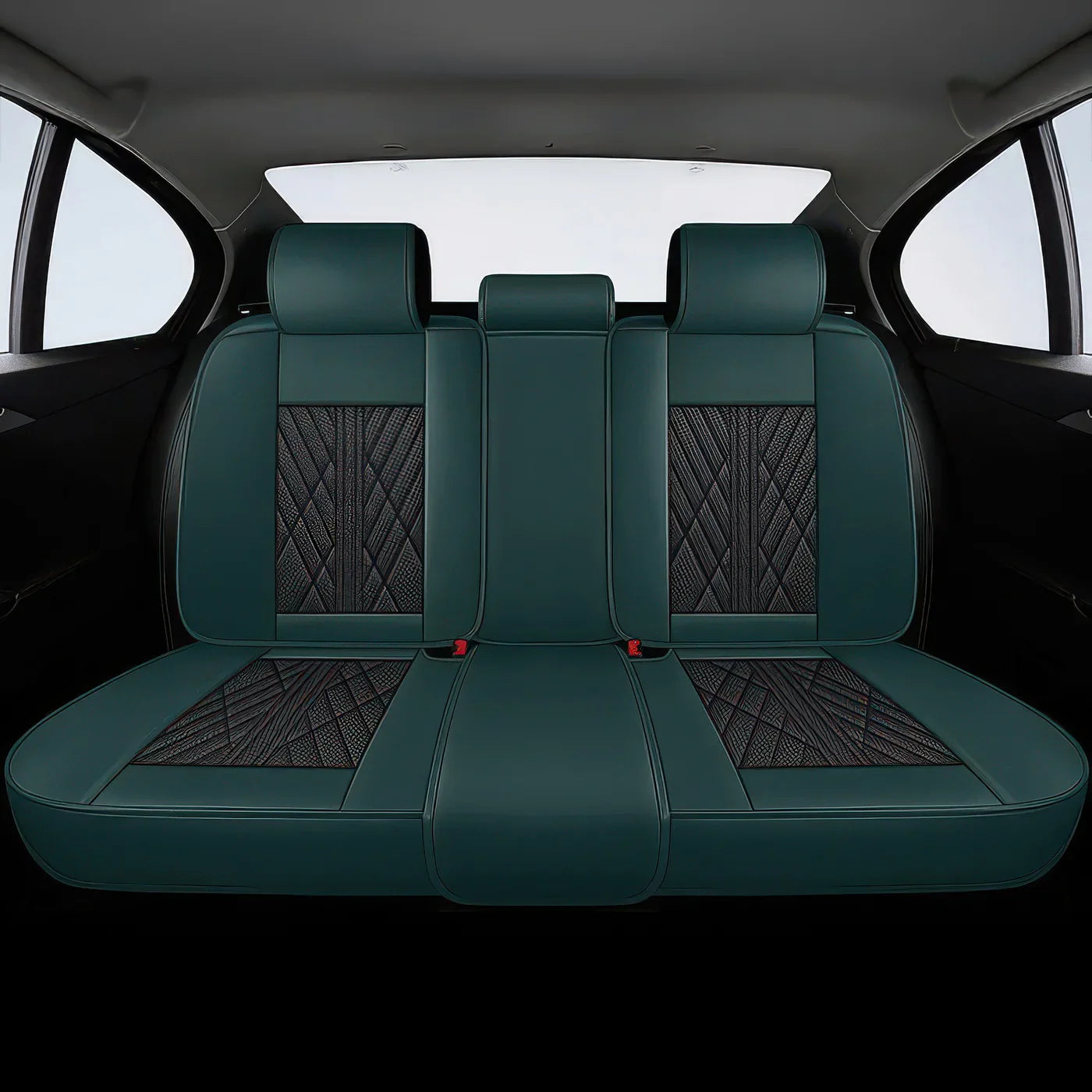 Premium Car Seat Covers - Green & Black | Waterproof Leather Car Seat Covers