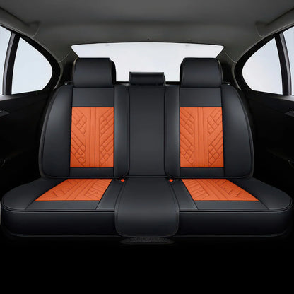 Premium Car Seat Covers - Orange & Black | Waterproof Leather Car Seat Covers