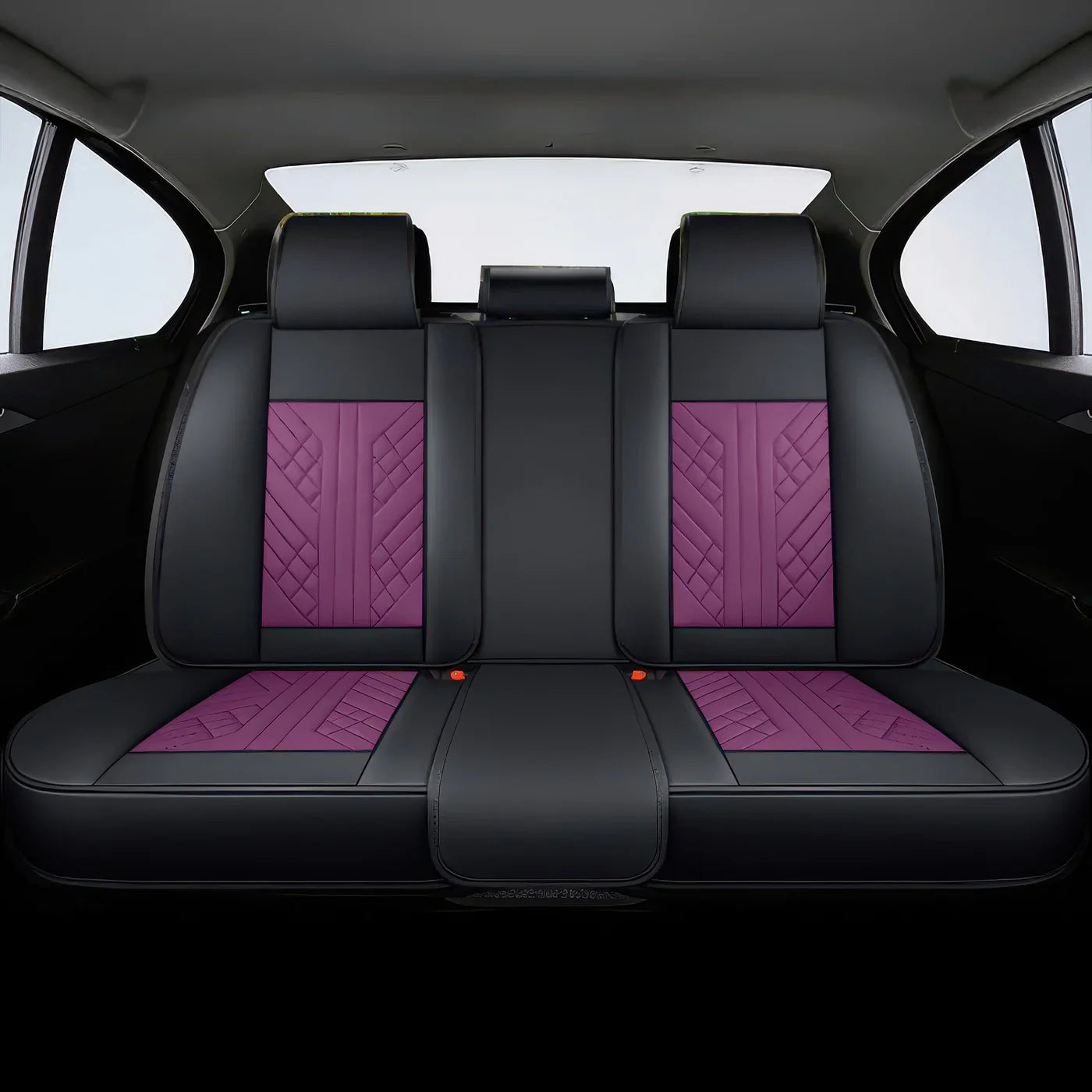 Premium Car Seat Covers - Purple & Black | Waterproof Leather Car Seat Covers