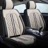 Premium Car Seat Covers - Beige & Black | Waterproof Leather Car Seat Covers