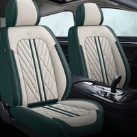 Premium Car Seat Covers - Beige & Green | Waterproof Leather Car Seat Covers