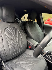 2pcs Beige & Black Prestige Car Seat Covers / Waterproof